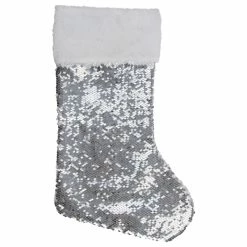 Best Sale ✨ Northlight Seasonal 19" White And Silver Sequin 🎄 Christmas Stocking With White Faux Fur Cuff ⭐