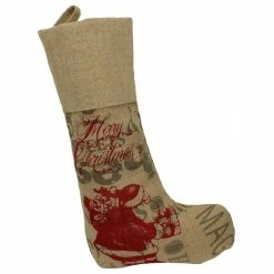 New 😉 Xia Home Fashions Saint Nick 🔔 Christmas With Printed Burlap Collection Stocking 🔥