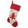 Promo ⌛ Northlight Seasonal 18" White And Red Tree With Snowflakes Rustic 🎄 Christmas Stocking With Red Cuff ⌛