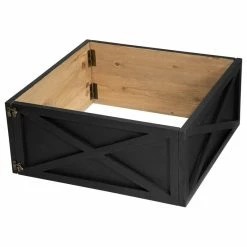 Promo 🧨 Glitzhome Washed Wooden Tree Collar, Black, 26"lx26"w ✨