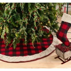 Promo 🧨 Fennco Styles Buffalo Plaid With Sherpa Border Tree 👗 Skirt 😍 -christmas decorations Sales 1f11e85809dbf94e 8432 w800 h800 b0 p0