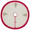 New ⭐ Fennco Styles Embroidered Holly 🎅 Christmas Tree Decorative Tree 👗 Skirt 53" Round, Natural+red 😉