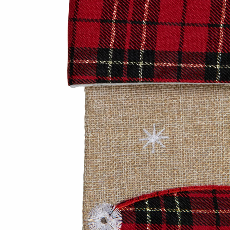 Promo ๐ Northlight Seasonal 19" Burlap Plaid Whimsical Santa Waiving ๐ Christmas Stocking ๐ฏ 4 Promo ๐ Northlight Seasonal 19" Burlap Plaid Whimsical Santa Waiving ๐ Christmas Stocking ๐ฏ - Image 4