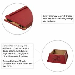 Flash Sale 👍 Glitzhome Red Trapezoid "Believe In The Magic" ❄ Christmas Tree Collar, 32"x32" 🔔 -christmas decorations Sales 2781652902b44b3d 5815 w800 h800 b1 p0