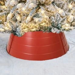 Best Pirce 🥰 Glitzhome 22" D ❄ Christmas Painted Metal Tree Collar, Red 🎉 -christmas decorations Sales 2a61107902b42ee6 5809 w800 h800 b0 p0