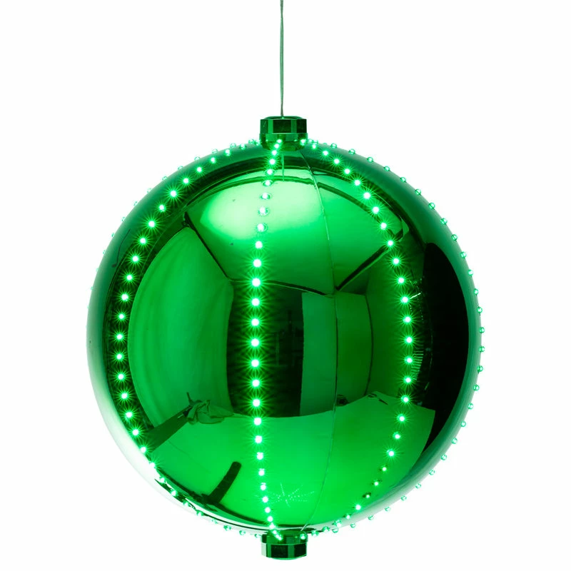 New π Alpine Corporation 13"H Indoor Hanging π Christmas Ball Decoration With Chasing LED Lights, Green π 2 New π Alpine Corporation 13"H Indoor Hanging π Christmas Ball Decoration With Chasing LED Lights, Green π - Image 2
