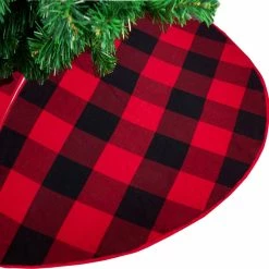 Deals 🎉 Fennco Styles Red Buffalo Check Plaid Cotton 🔔 Christmas Tree 👗 Skirt 53" Round 🤩