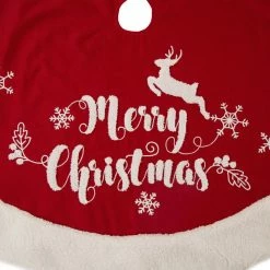 Hot Sale 👍 Glitzhome 48" Fabric "Merry ❄ Christmas" Tree 👗 Skirt 👏 -christmas decorations Sales 326166be0b8cd07d 9269 w800 h800 b0 p0