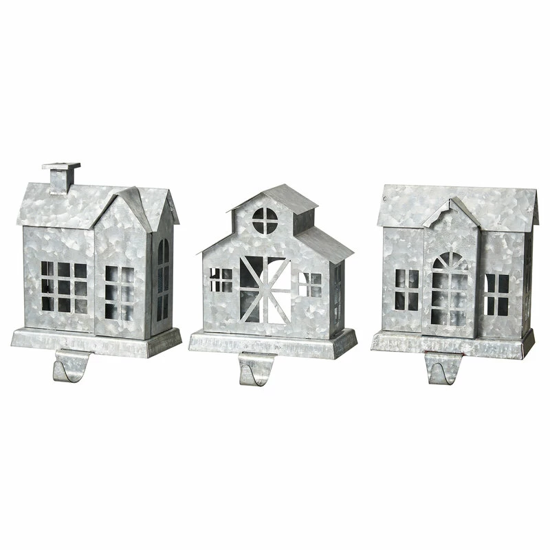 Hot Sale ๐ Glitzhome 7.00"H Set Of 3 Galvanized House Stocking Holder ๐ 2 Hot Sale ๐ Glitzhome 7.00"H Set Of 3 Galvanized House Stocking Holder ๐ - Image 2