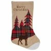Cheapest 😉 Northlight Seasonal 19" Beige And Red Plaid Reindeer With Forest Trees 🔔 Christmas Stocking 🔔
