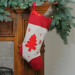 Promo ⌛ Northlight Seasonal 18" White And Red Tree With Snowflakes Rustic 🎄 Christmas Stocking With Red Cuff ⌛ -christmas decorations Sales 3d516eeb0b61f3e5 6085 w800 h800 b0 p0
