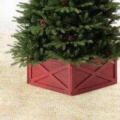 Flash Sale 🛒 Glitzhome 22"L Red Wooden Tree Collar ✔️ -christmas decorations Sales 3e31ac900f3cdbcb 5309 w800 h800 b0 p0