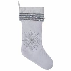 Flash Sale ⌛ Vickerman Company 8"x19" Banded Snowflake Stocking 🎉
