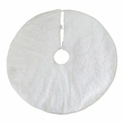 Outlet 😍 Homey Cozy 56-inch Embroidered Velvet And Faux Fur 🎄 Christmas Tree 👗 Skirt In White 👍