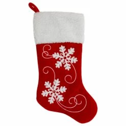Discount ✨ Northlight Seasonal 20.5-Inch Red And White Velvet With White Snowflake 🎁 Christmas Stocking 😀