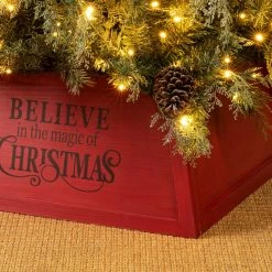 Flash Sale 👍 Glitzhome Red Trapezoid "Believe In The Magic" ❄ Christmas Tree Collar, 32"x32" 🔔 -christmas decorations Sales 4401fcc202b44b36 5815 w800 h800 b0 p0