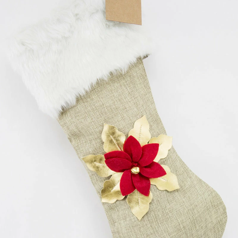 Outlet ๐ Fennco Styles Holiday 3D Poinsettia ๐ Christmas Hanging Stocking, 8"x19", Gold And Red ๐ 2 Outlet ๐ Fennco Styles Holiday 3D Poinsettia ๐ Christmas Hanging Stocking, 8"x19", Gold And Red ๐ - Image 2