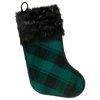 Promo 🛒 Northlight Seasonal 19" Green And Black Plaid 🎄 Christmas Stocking With Faux Fur 🔥