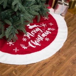 Hot Sale 👍 Glitzhome 48" Fabric "Merry ❄ Christmas" Tree 👗 Skirt 👏 -christmas decorations Sales 51210ca00b8cd088 9269 w800 h800 b0 p0