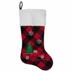 Buy ๐คฉ Northlight Seasonal 20.5" Red And Black Plaid ๐ Christmas Stocking With A Vintage Truck ๐