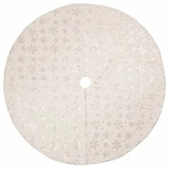 Hot Sale 👍 Glitzhome 48"D White Plush With Snowflake ❄ Christmas Tree 👗 Skirt ⭐