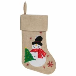 Wholesale 🤩 Northlight Seasonal 19" Burlap Standing Snowman With A Tree And Snowflakes 🎅 Christmas Stocking 😍
