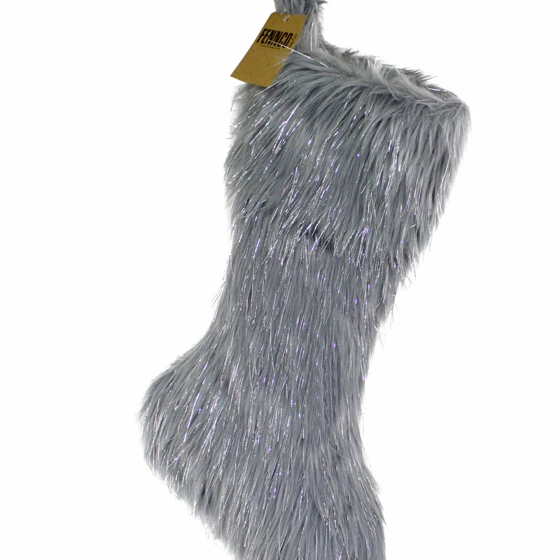 New ๐ Fennco Styles Decorative Faux Fur With Silver Lurex Thread ๐ Christmas Stocking, 16"x72", Grey โญ 2 New ๐ Fennco Styles Decorative Faux Fur With Silver Lurex Thread ๐ Christmas Stocking, 16"x72", Grey โญ - Image 2