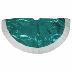 Top 10 💯 Northlight Seasonal 47" Green Paillette Sequins Round 🎅 Christmas Tree 👗 Skirt With Sherpa Border 😍