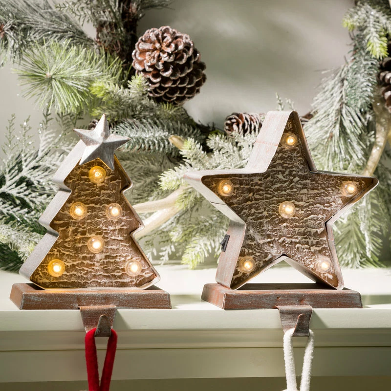 Wholesale โ Glitzhome 2-Piece Marquee LED Wooden/Metal ๐ Christmas Tree And Star Stocking Holder ๐ 5 Wholesale โ Glitzhome 2-Piece Marquee LED Wooden/Metal ๐ Christmas Tree And Star Stocking Holder ๐ - Image 5