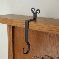 Promo 😀 Renovators Supply Manufacturing 🎄 Christmas Stocking Holder 10" H Black Wrought Iron Ram's Horn Stocking Hanger 🛒