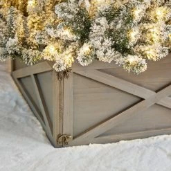 Discount ⌛ Glitzhome Washed Wooden Tree Collar, Gray, 22"lx22"w 😍 -christmas decorations Sales 72317bae0108e981 0232 w800 h800 b0 p0