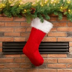 Cheapest 🛒 Glitzhome 20''L Knitted Stocking With Faux Fur Cuff ✨ -christmas decorations Sales 73b1ddf60f44dead 0853 w800 h800 b0 p0