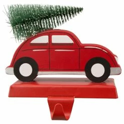 Outlet ๐ฅ Glitzhome 5.31" Wooden/Metal Red Car Stocking Holder โจ