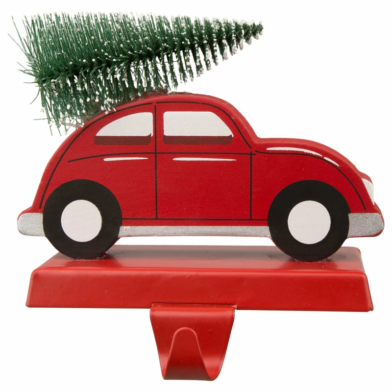 Outlet 🔥 Glitzhome 5.31" Wooden/Metal Red Car Stocking Holder ✨ 1 Outlet 🔥 Glitzhome 5.31" Wooden/Metal Red Car Stocking Holder ✨