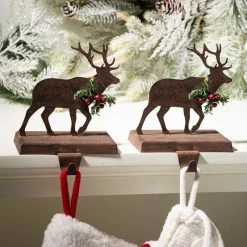 New ❤️ Glitzhome Set Of 2 Wooden/Metal Reindeer Stocking Holder 💯 -christmas decorations Sales 7d91ac060da97636 0943 w800 h800 b0 p0