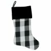 Brand new 💯 Northlight Seasonal 20" White And Black Buffalo Plaid 🎁 Christmas Stocking With Velvet Cuff 🎉