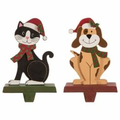 Cheapest ✔️ Glitzhome 2-Piece Wooden/Metal Cat And 🦮 Dog Stocking Holder ✔️