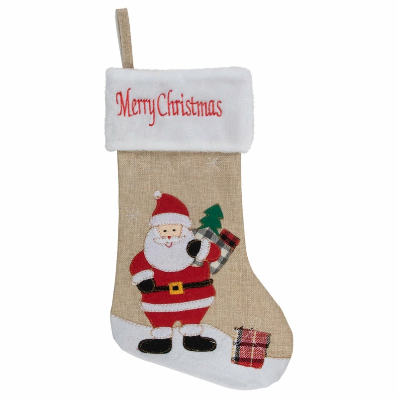 Flash Sale π Northlight Seasonal 19" Beige And Red Burlap "Merry π Christmas" Santa π Christmas Stocking π₯° 1 Flash Sale π Northlight Seasonal 19" Beige And Red Burlap "Merry π Christmas" Santa π Christmas Stocking π₯°