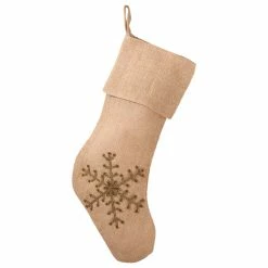 Budget 👏 Fenncostyles.com Jeweled Snowflake Burlap Stocking, Natural ⌛