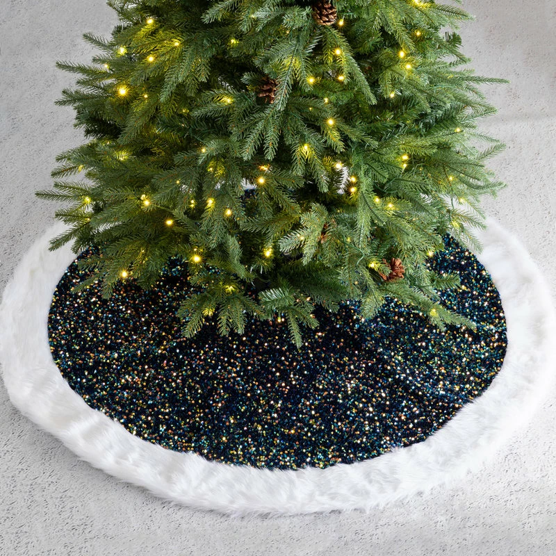 Brand new ๐ Glitzhome 48"D Navy Blue Sequin ๐ Christmas Tree ๐ Skirt ๐งจ 6 Brand new ๐ Glitzhome 48"D Navy Blue Sequin ๐ Christmas Tree ๐ Skirt ๐งจ - Image 6