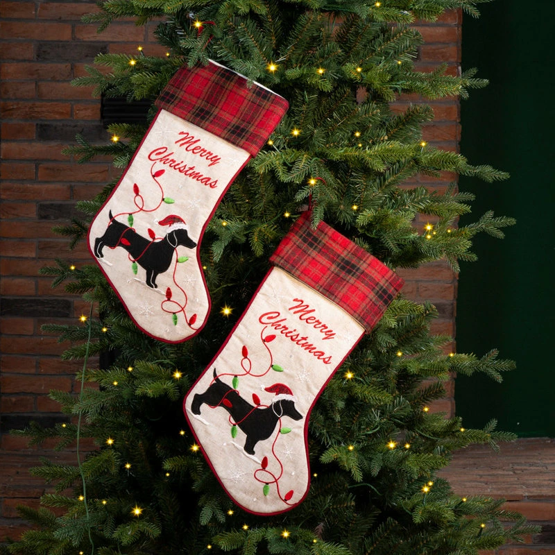 Hot Sale ๐ Glitzhome 2pk 21"L Fabric โ Christmas Stocking Dachshund โจ 8 Hot Sale ๐ Glitzhome 2pk 21"L Fabric โ Christmas Stocking Dachshund โจ - Image 8