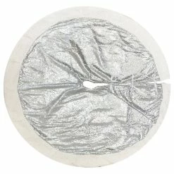 Budget โ๏ธ Fennco Styles Charming Sequin And Sherpa Border ๐ Christmas Tree ๐ Skirt, Silver ๐งจ