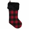 Flash Sale 😍 Northlight Seasonal 21.5" Red And Black Plaid With Dots And Faux Fur Cuff ❄ Christmas Stocking ✨