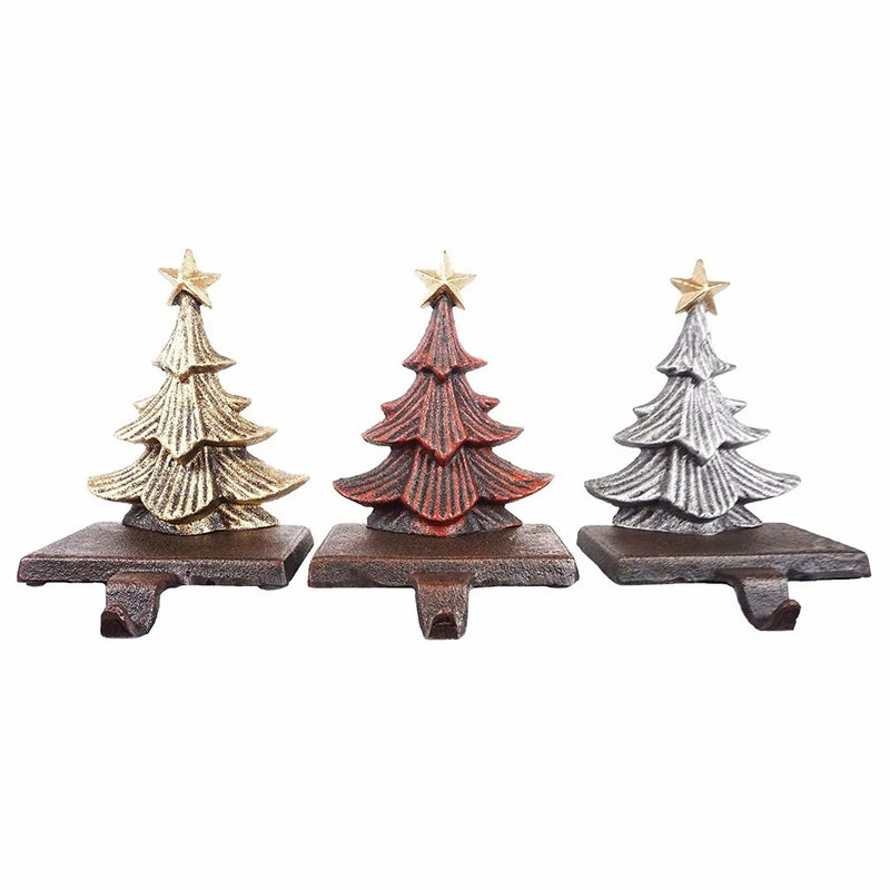 Hot Sale โ๏ธ Lulu Decor Inc. Cast Iron ๐ Christmas Trees Stocking Holders, 3-Piece Set, Metallic Red, Gold, Sil ๐ 1 Hot Sale โ๏ธ Lulu Decor Inc. Cast Iron ๐ Christmas Trees Stocking Holders, 3-Piece Set, Metallic Red, Gold, Sil ๐