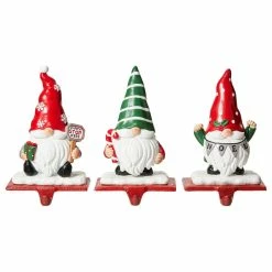 Discount ๐ฅฐ Glitzhome 7''H Set Of 3 Resin Gnomes Stocking Holder โญ