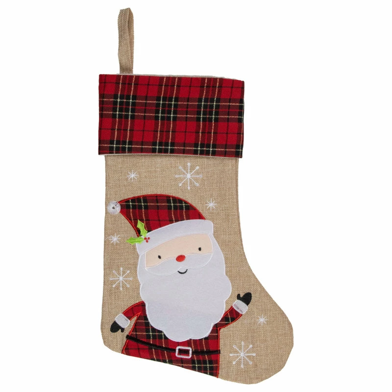 Promo ๐ Northlight Seasonal 19" Burlap Plaid Whimsical Santa Waiving ๐ Christmas Stocking ๐ฏ 1 Promo ๐ Northlight Seasonal 19" Burlap Plaid Whimsical Santa Waiving ๐ Christmas Stocking ๐ฏ