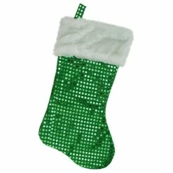 Best deal ❤️ Northlight Seasonal 18" Green And White Faux-Fur Cuffed Disco Sequined 🎄 Christmas Stocking ✨