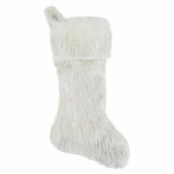 Promo 🛒 Fennco Styles Decorative Faux Fur With Silver Lurex Thread 🎅 Christmas Stocking, 16"x72", White ✔️