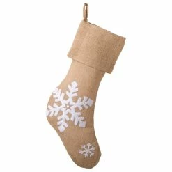 New 🧨 Fennco Styles Lumi Snowflake Burlap Holiday 🎄 Christmas Stocking 💯