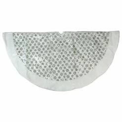 Best Sale ❤️ Northlight Seasonal 60" Silver Sequin Snowflake With White Faux Fur Border ❄ Christmas Tree 👗 Skirt 😍